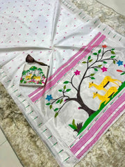 Pure Khadi Raw Silk Hiran Paithani Saree