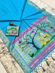 Pure Khadi Raw Silk Hiran Paithani Saree