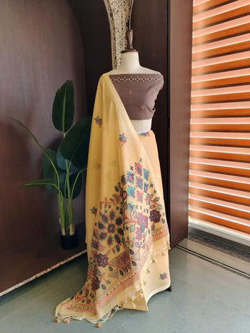 Chanderi Cotton Jamdani Weaving Saree