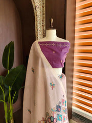 Chanderi Cotton Jamdani Weaving Saree