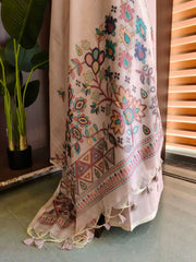 Chanderi Cotton Jamdani Weaving Saree