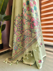 Chanderi Cotton Jamdani Weaving Saree