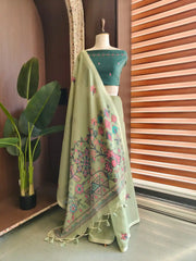Chanderi Cotton Jamdani Weaving Saree