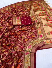 Pure Rajwadi Pashmina Paithani Style Silk Saree