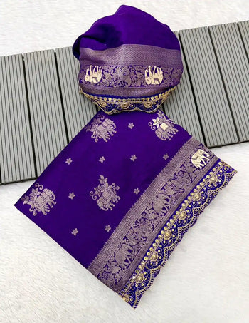 Pure Khadi Dolla Cotton Designer Bridal Saree with Sabyasachi Scallop Border