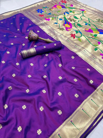 Meenakari Paithani Muniya Border Saree