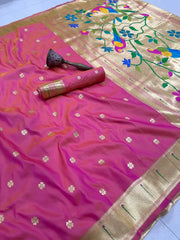 Meenakari Paithani Muniya Border Saree