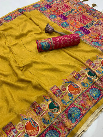 Soft Viscose Gaji Silk Position Pashmina Saree
