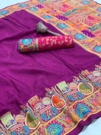 Soft Viscose Gaji Silk Position Pashmina Saree