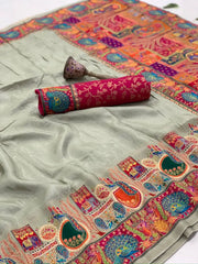 Soft Viscose Gaji Silk Position Pashmina Saree