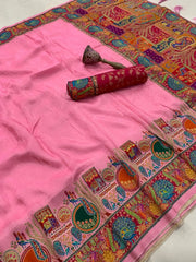 Soft Viscose Gaji Silk Position Pashmina Saree