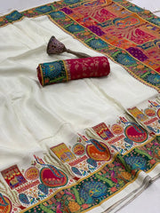 Soft Viscose Gaji Silk Position Pashmina Saree