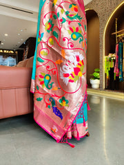 Premium Organza Rajhans Paithani Saree