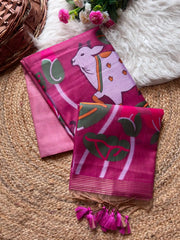 Beautiful Soft Muga Cotton Pichwai Saree