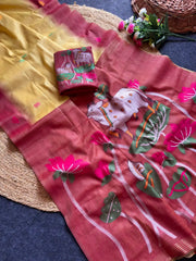 Beautiful Soft Muga Cotton Pichwai Saree