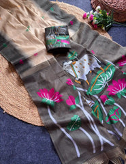 Beautiful Soft Muga Cotton Pichwai Saree