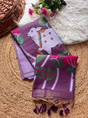 Beautiful Soft Muga Cotton Pichwai Saree