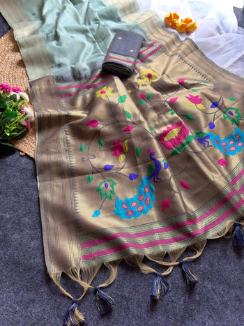 Premium Paithani Soft Muga Cotton Saree
