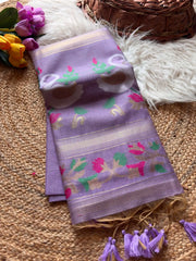 Premium Soft Rajhans Floral Muga Cotton Sareee