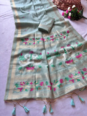 Premium Soft Rajhans Floral Muga Cotton Sareee