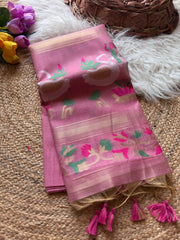 Premium Soft Rajhans Floral Muga Cotton Sareee