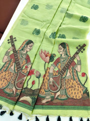 Chanderi Cotton Mithila Concept Weaving Saree