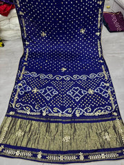 Gaji Silk Premium Gota Patti Handwork Bandhani Bridal Saree