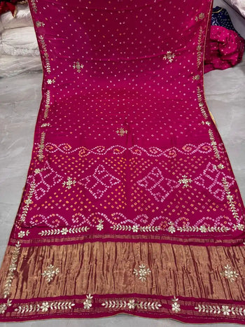 Gaji Silk Premium Gota Patti Handwork Bandhani Bridal Saree