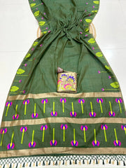 Soft Muga Cotton Meenakari Lotus Saree