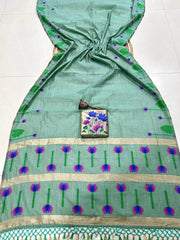 Soft Muga Cotton Meenakari Lotus Saree