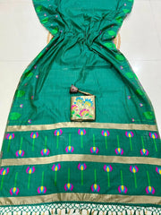 Soft Muga Cotton Meenakari Lotus Saree