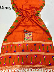 Soft Muga Cotton Meenakari Lotus Saree