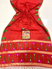 Soft Muga Cotton Meenakari Lotus Saree