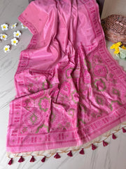 Traditional Pencil Art Soft Muga Cotton Saree