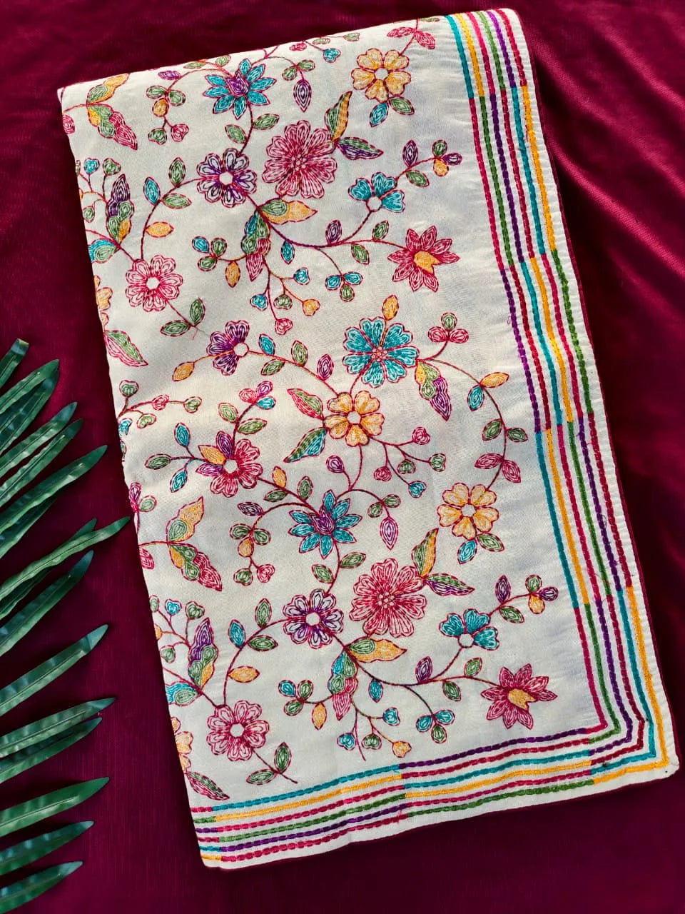 Original Tussar Cotton Embroidery Designer Saree