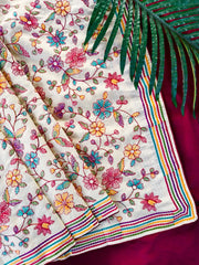 Original Tussar Cotton Embroidery Designer Saree