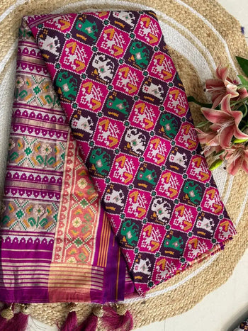Premium Patola Weaving Elephant Design Saree