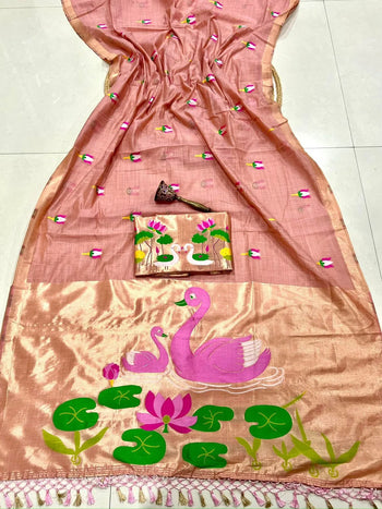 Soft Muga Cotton Swan Designer Saree