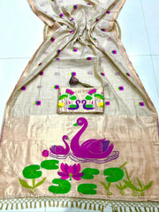 Soft Muga Cotton Swan Designer Saree