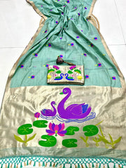 Soft Muga Cotton Swan Designer Saree