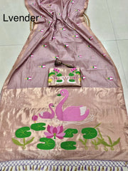 Soft Muga Cotton Swan Designer Saree