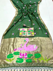 Soft Muga Cotton Swan Designer Saree