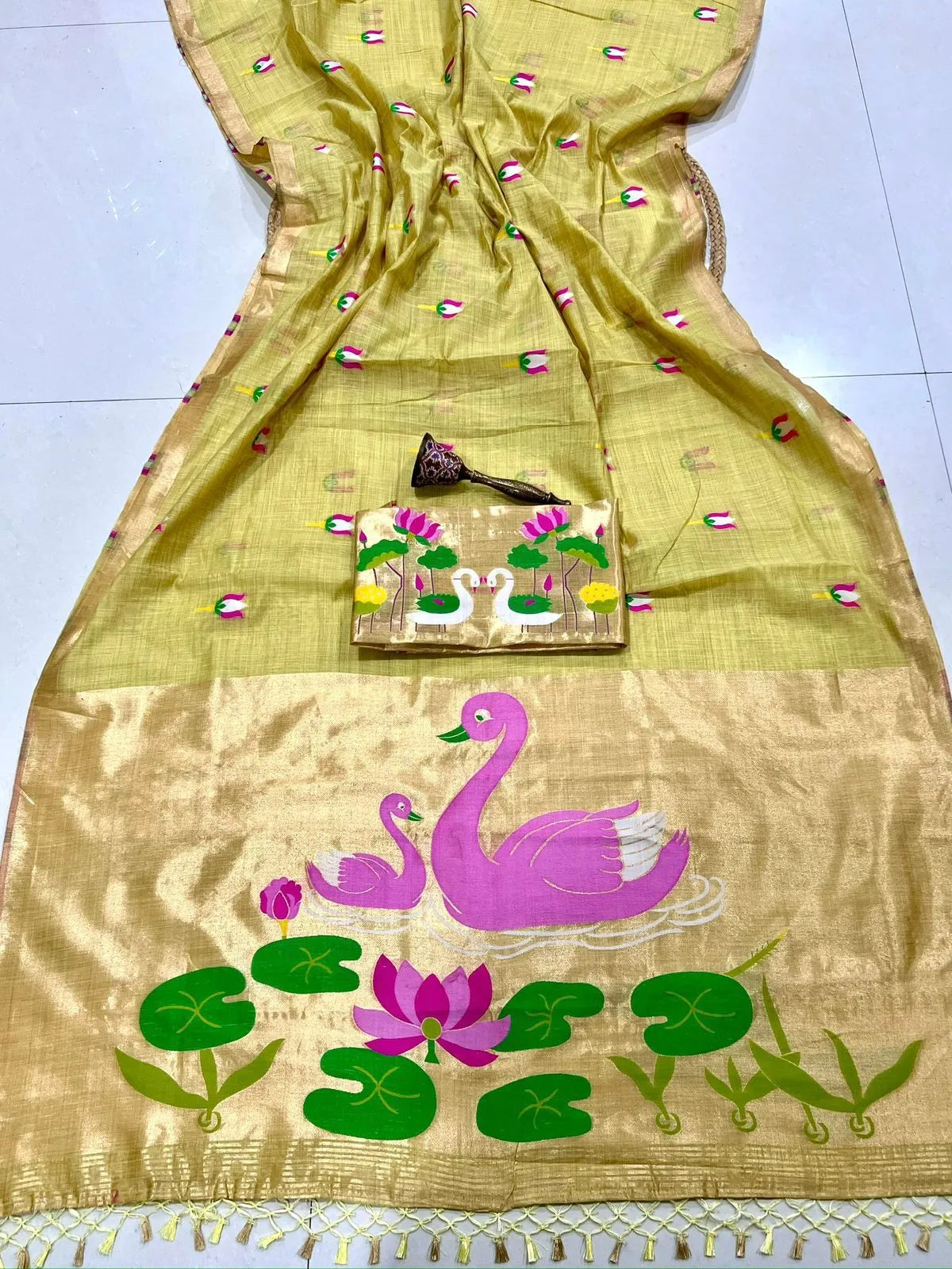 Soft Muga Cotton Swan Designer Saree