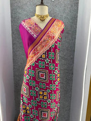 Premium Patola Weaving Phool Jaal Design Saree