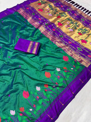Designer Lotus Weaving Pichwai Paithani Saree