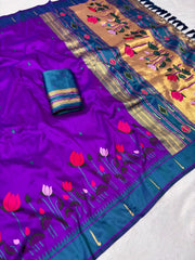 Designer Lotus Weaving Pichwai Paithani Saree