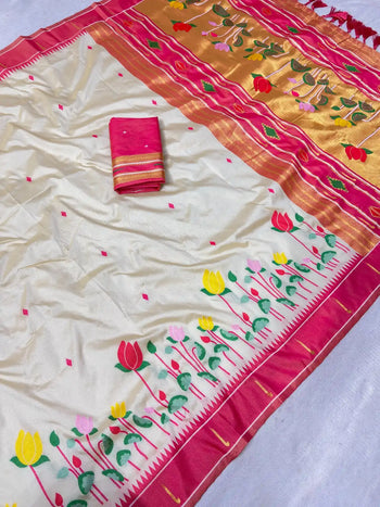 Designer Lotus Weaving Pichwai Paithani Saree