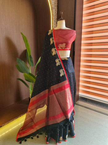 Premium Khadi Raw Silk Cow Weaving Saree