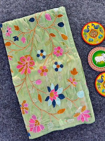 Floral Designer Embroidered Saree