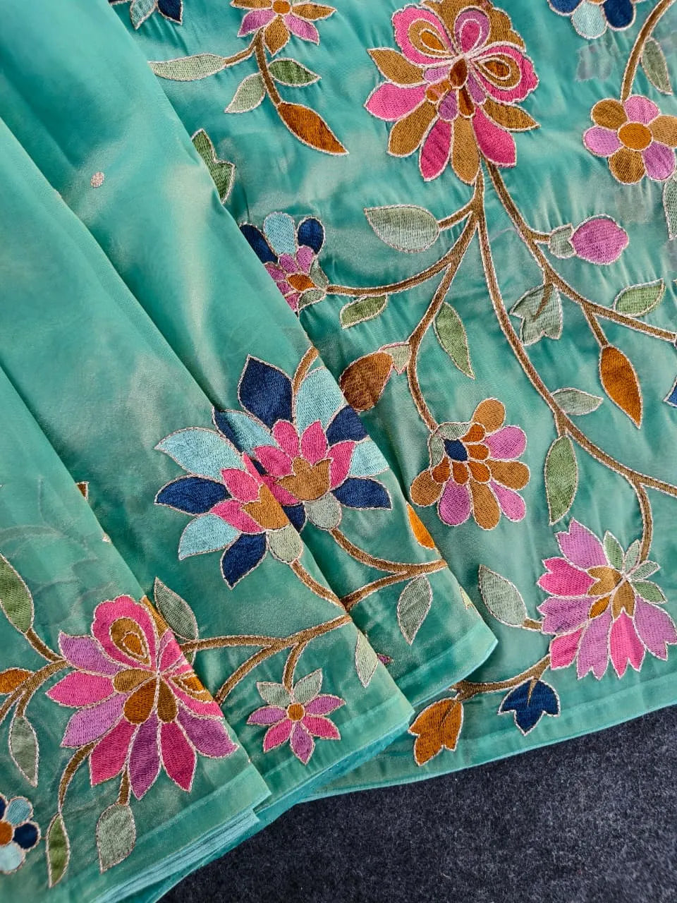 Floral Designer Embroidered Saree